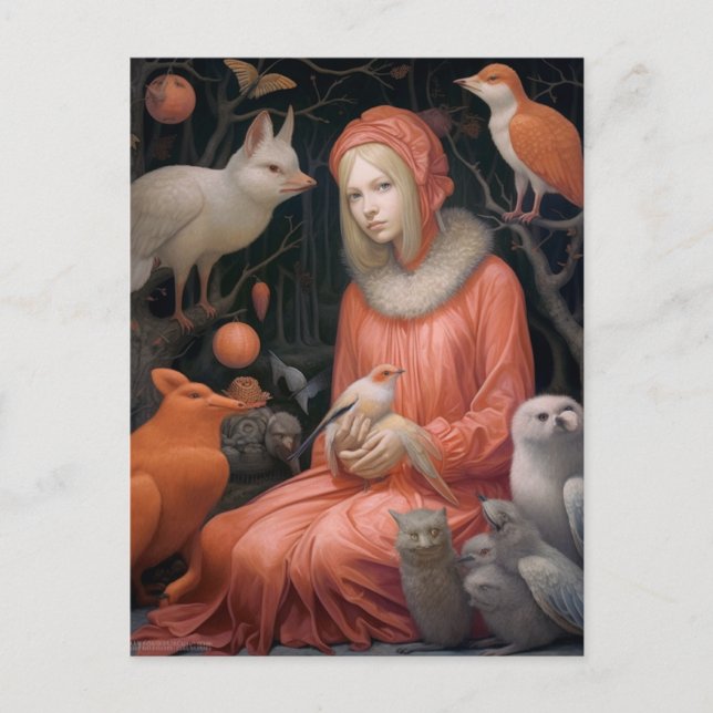 Flickan med Konstigen och Wacky Wildlife Vykort (Framsida)