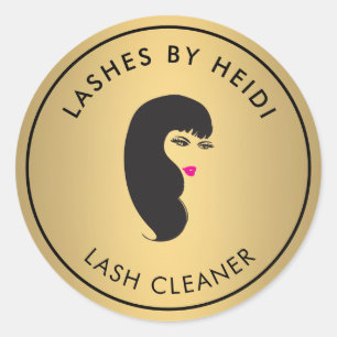 Flickan med Lash på Faux Guld Lash Cleaner Runt Klistermärke