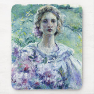 Flickan med Lila blommor (av Robert Reid) Musmatta