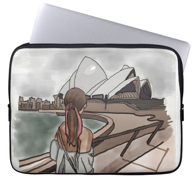 Flickan med operahus i Sydney. Laptop Fodral (Framsidan)