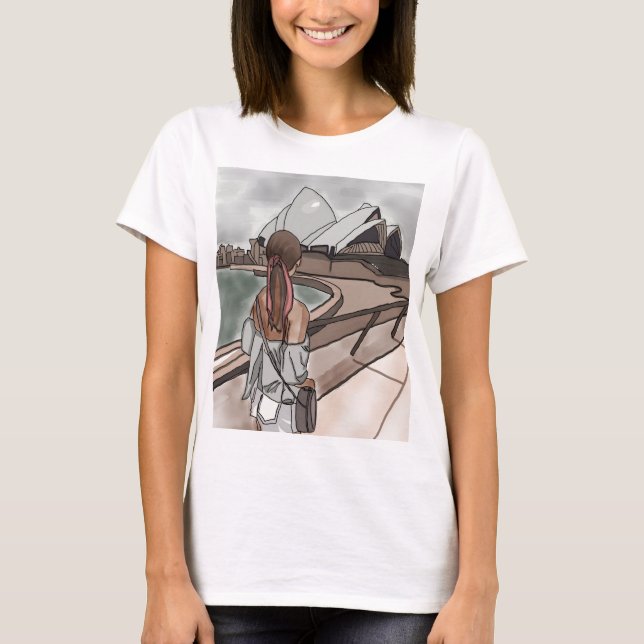 Flickan med operahus i Sydney. T Shirt (Framsida)
