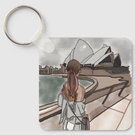 Flickan med operahuset i Sydney. Nyckelring