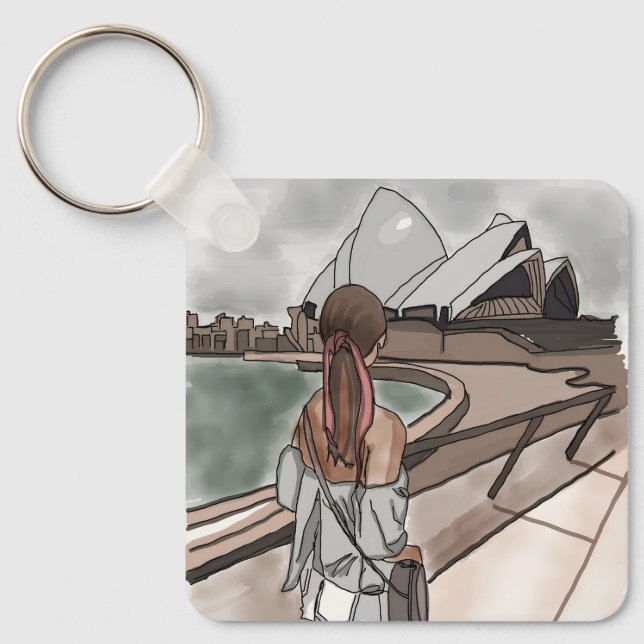 Flickan med operahuset i Sydney. Nyckelring (Framsida)