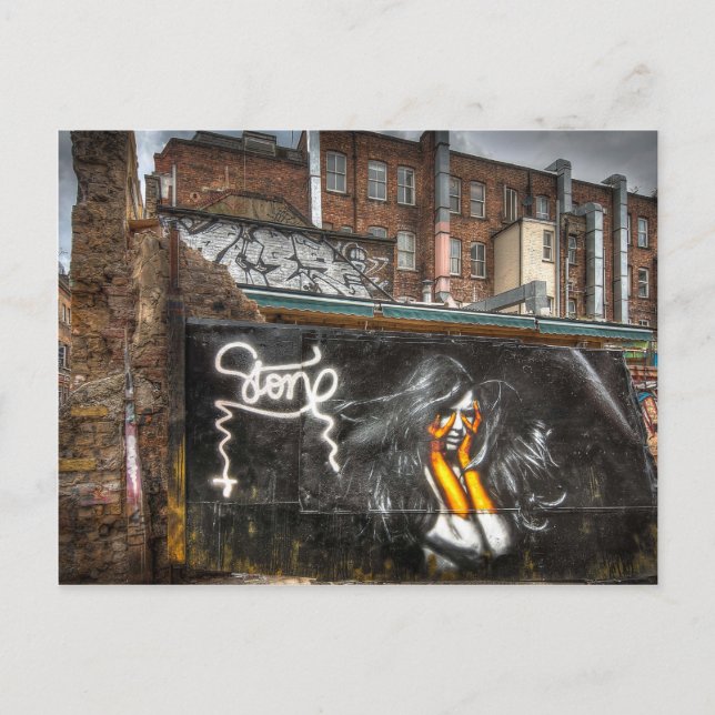 Flickan med orange handskar, Shoreditch grafitti Vykort (Framsida)