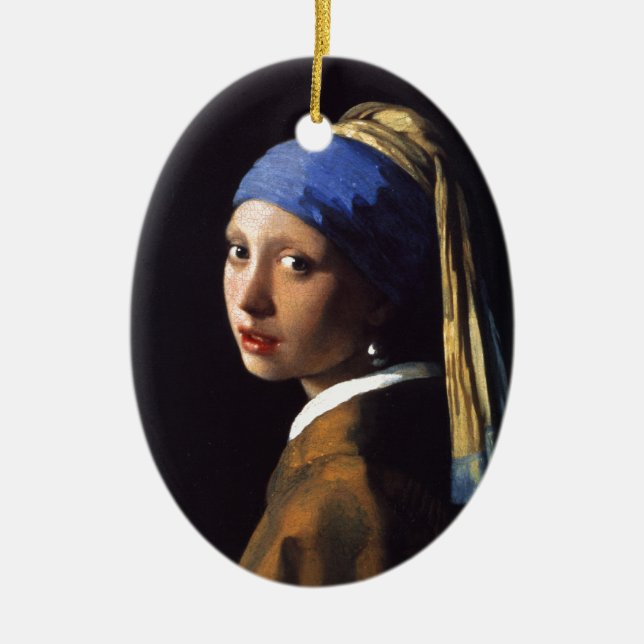 Flickan med Pearl Earring, av Vermeer Julgransprydnad Keramik (Framsidan)