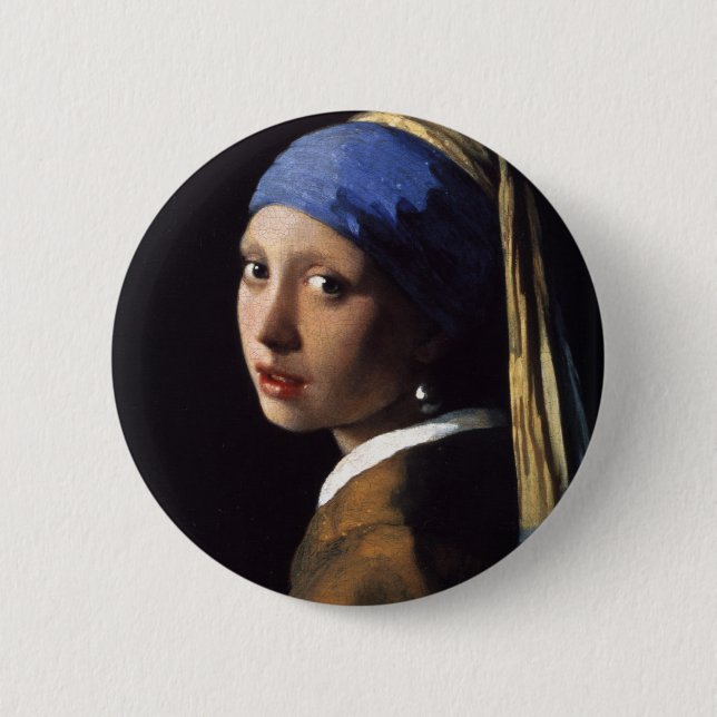 Flickan med Pearl Earring av Vermeer Knapp (Framsida)