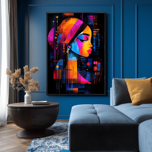 Flickan med Pearl Earring tolkade om Neon Poster