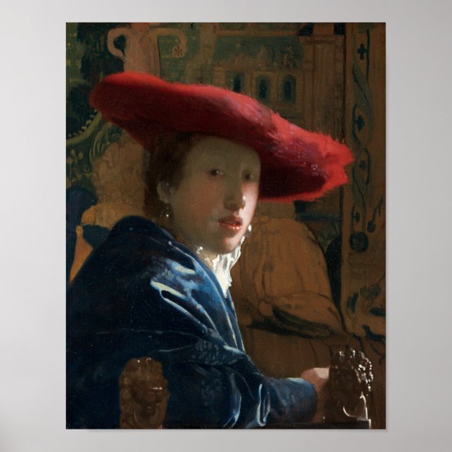 Flickan med Red Hat by Vermeer - Poster (Framsidan)