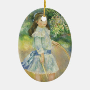 Flickan med Ring av Pierre Renoir, Vintage Fine Ar Julgransprydnad Keramik