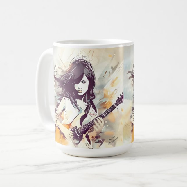 Flickan med rock musik vibes kaffemugg (Framsida vänster)