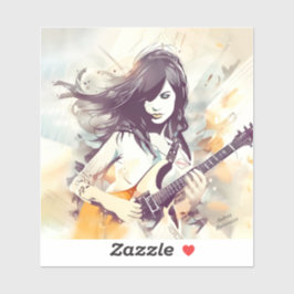 Flickan med rock musik vibes klistermärken