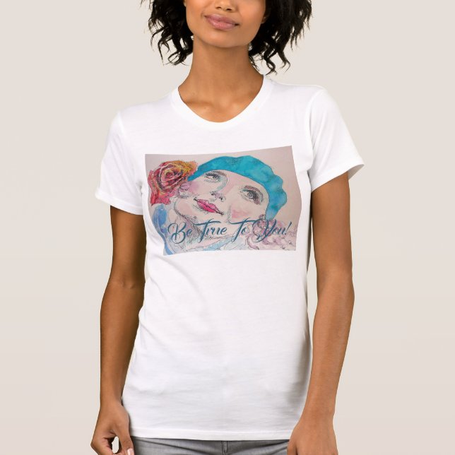 Flickan med Röd ros Beret ska vara sann mot dig. T Shirt (Framsida)