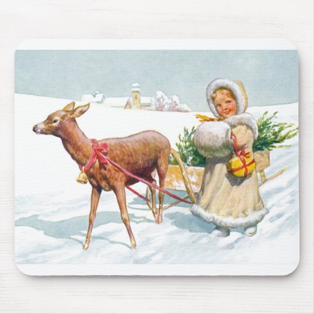 Flickan med sömnen i julen musmatta (Framsidan)