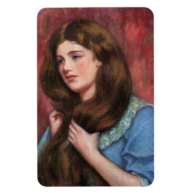 Flickan med vacker, lång brun luft magnet (Vertikal)