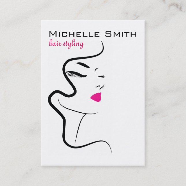 Flickan med vågigt hårHairstyling som brännmärker Visitkort (Framsida)