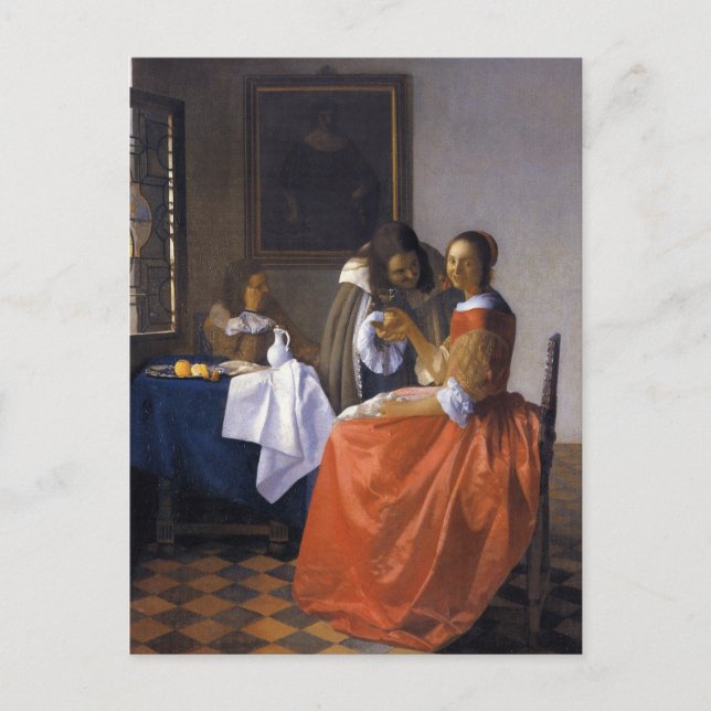 Flickan med Wineglass Vykort (Framsida)