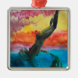 Flickan och delfinen julgransprydnad metall