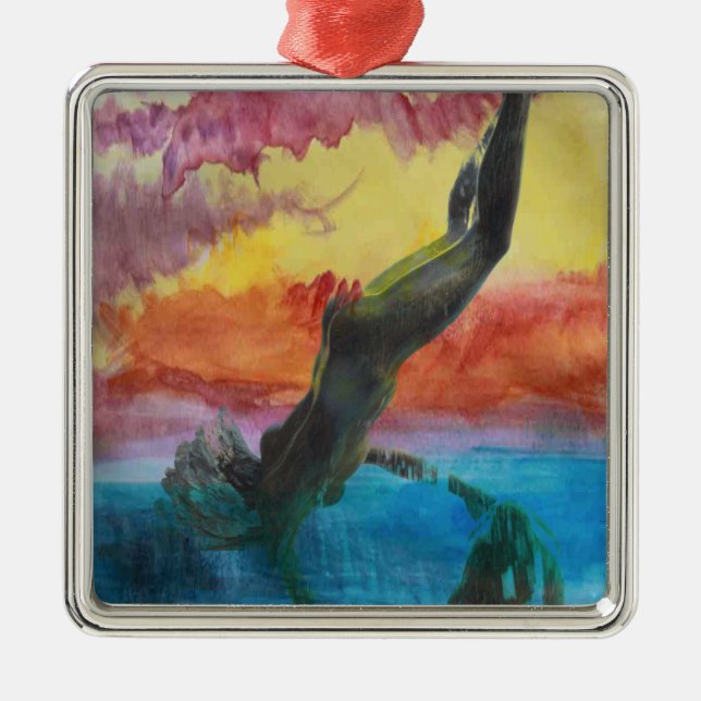 Flickan och delfinen julgransprydnad metall (Framsidan)