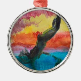 Flickan och delfinen julgransprydnad metall