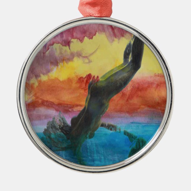 Flickan och delfinen julgransprydnad metall (Framsidan)