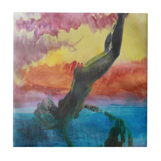 Flickan och delfinen kakelplatta (Framsidan)