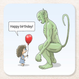 Flickan och Goblin Underlägg Papper Kvadrat