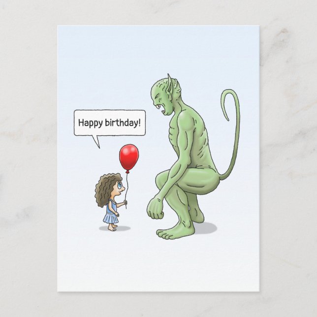 Flickan och Grönten Goblin Vykort (Framsida)