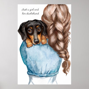 Flickan och hennes Dachshund Poster