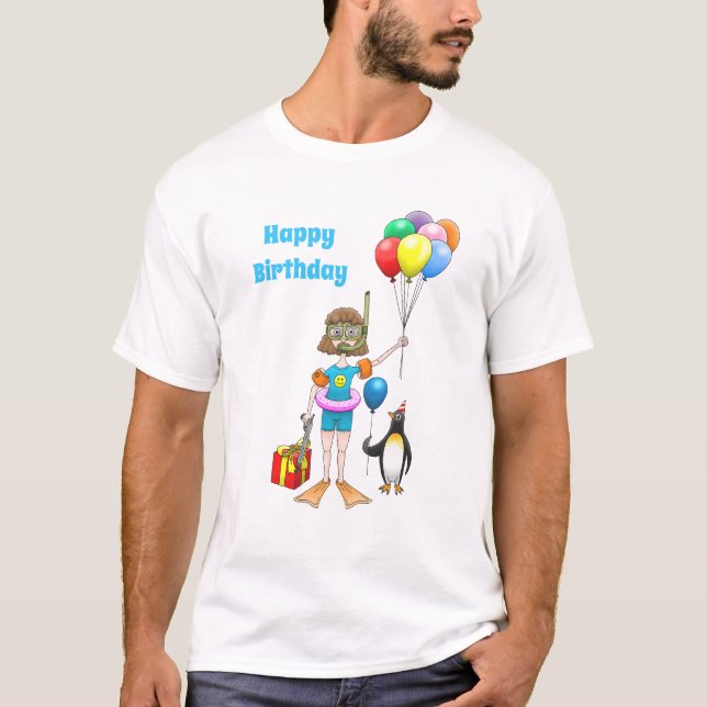 Flickan och pingvinen med ballonger t shirt (Framsida)