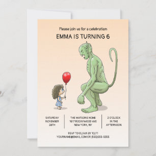 Flickan och trollens födelsedagsinbjudan inbjudningar