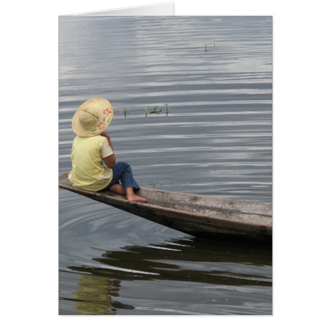 Flickan på Boat i Inle Sjö Hälsningskort (Framsidan)