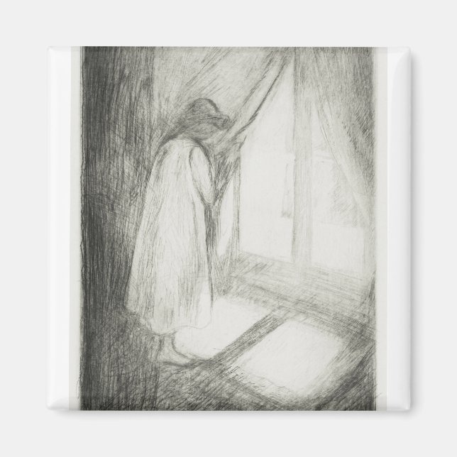 Flickan på fönstret 1894 av Edvard Munch Magnet (Framsidan)