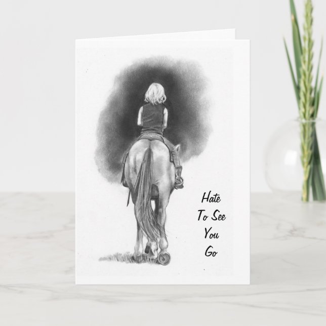 Flickan på häst: Hate to see you Go: Pencil Art Kort (Framsida)