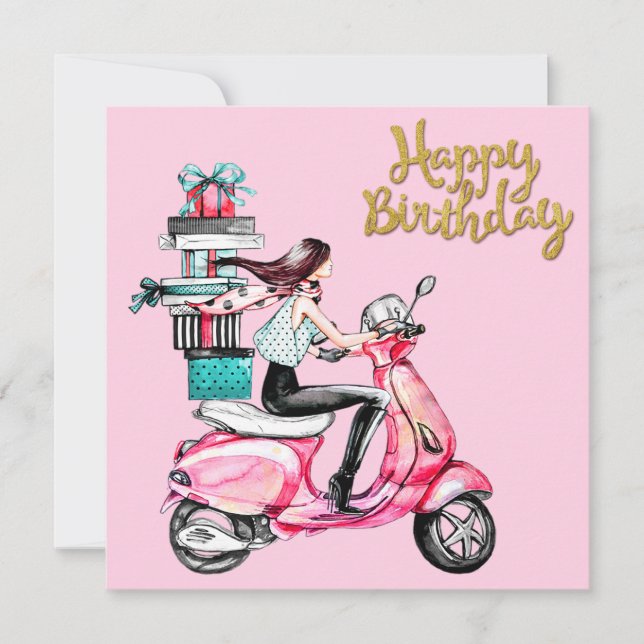 Flickan på Scooter med Presenter (Framsida)