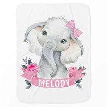 Flickan Rosa ros Elephant Namn Baby Blankett