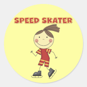 Flickan rusar skaterTshirts och gåvor Runt Klistermärke