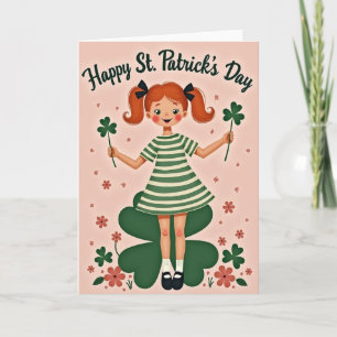 Flickan Shamrock Glitter Strukturkort Kort