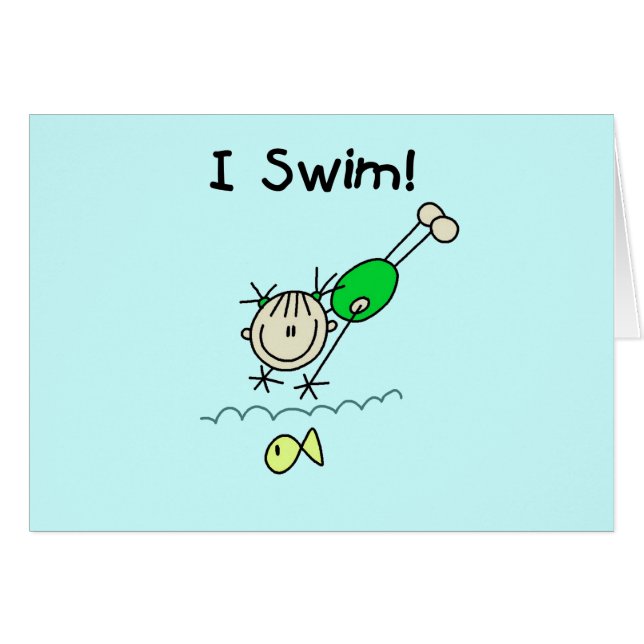 Flickan simmar jag T-tröja och gåvor Hälsningskort (Framsidan Horizontal)