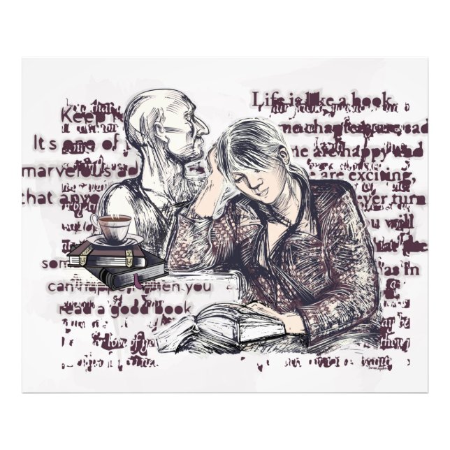 Flickan som läser en bok fototryck (Framsidan)