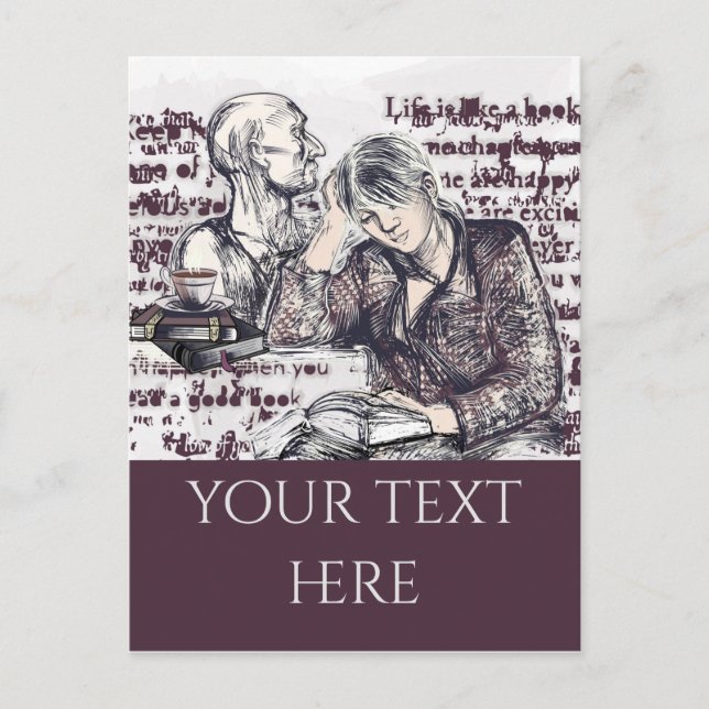 Flickan som läser en bok vykort (Framsida)