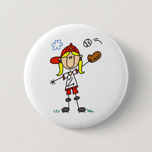 Flickan som leker softball, knäppas knapp
