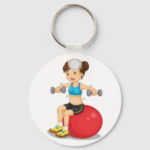 Flickan som övar med, väger Keychain Nyckelring