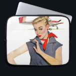 Flickan som studerar flygplan laptop sleeve<br><div class="desc">Artist:Coby Whitmore | Flickor framför flygplanet med blå skottdräkt och röd bandana</div>