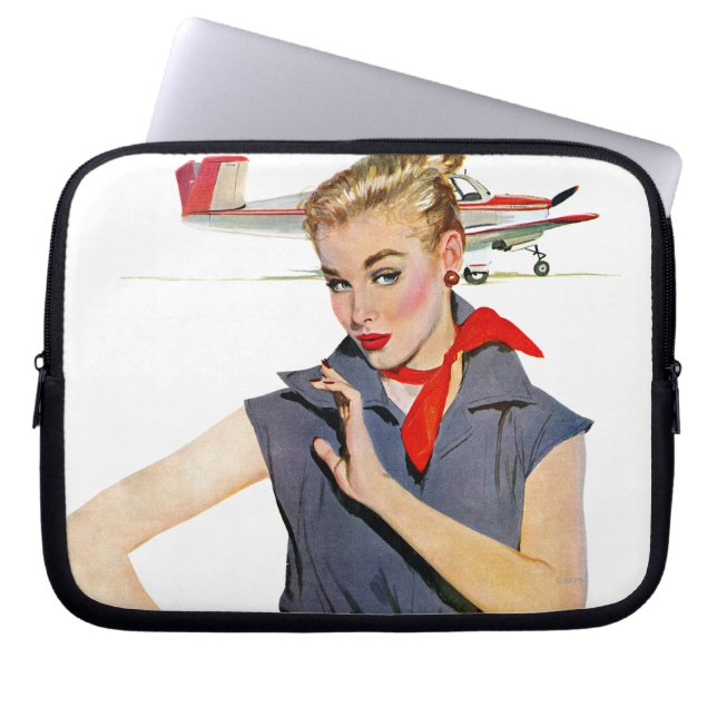 Flickan som studerar flygplan laptop sleeve (Framsidan)