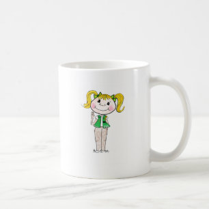 Flickan spanar junior som håller löftet kaffemugg