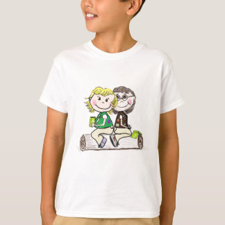 Flickan spanar yngre nisse utomhus t-shirt