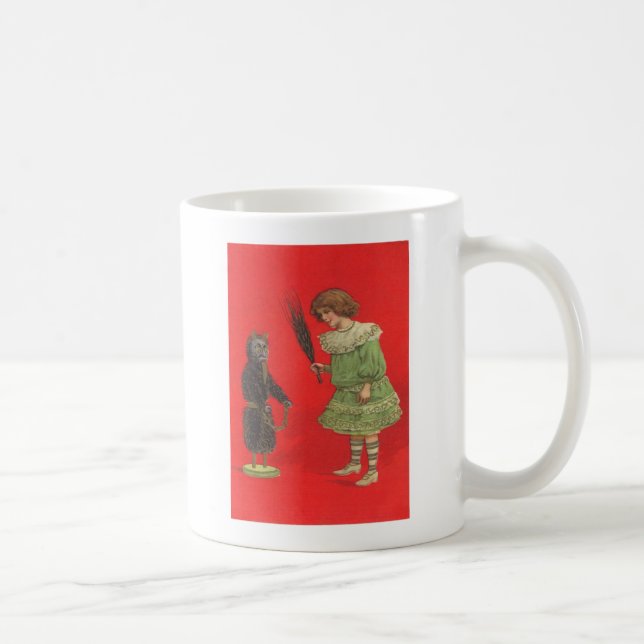 Flickan spelar med Krampus Doll Kaffemugg (Höger)