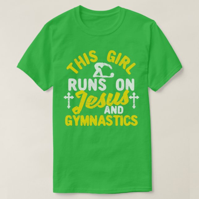 Flickan springa på Jesus och gymnastik 5 T Shirt (Design framsida)