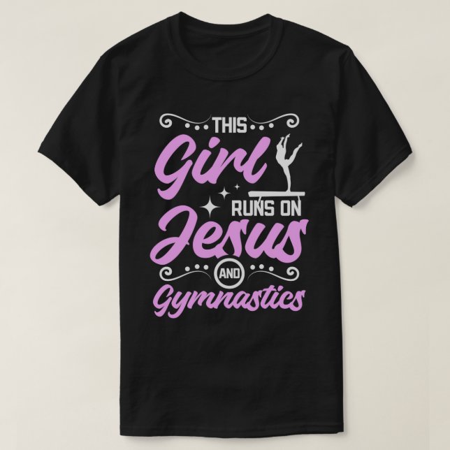Flickan springa på jesus och gymnastik t shirt (Design framsida)