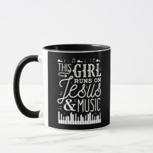 Flickan springa på Jesus och land musik Mugg